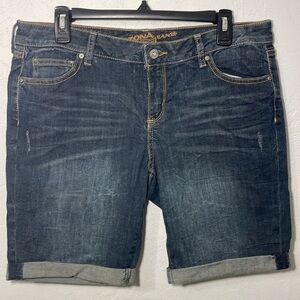 Arizona Jean Co Dark Distressed Jean Shorts